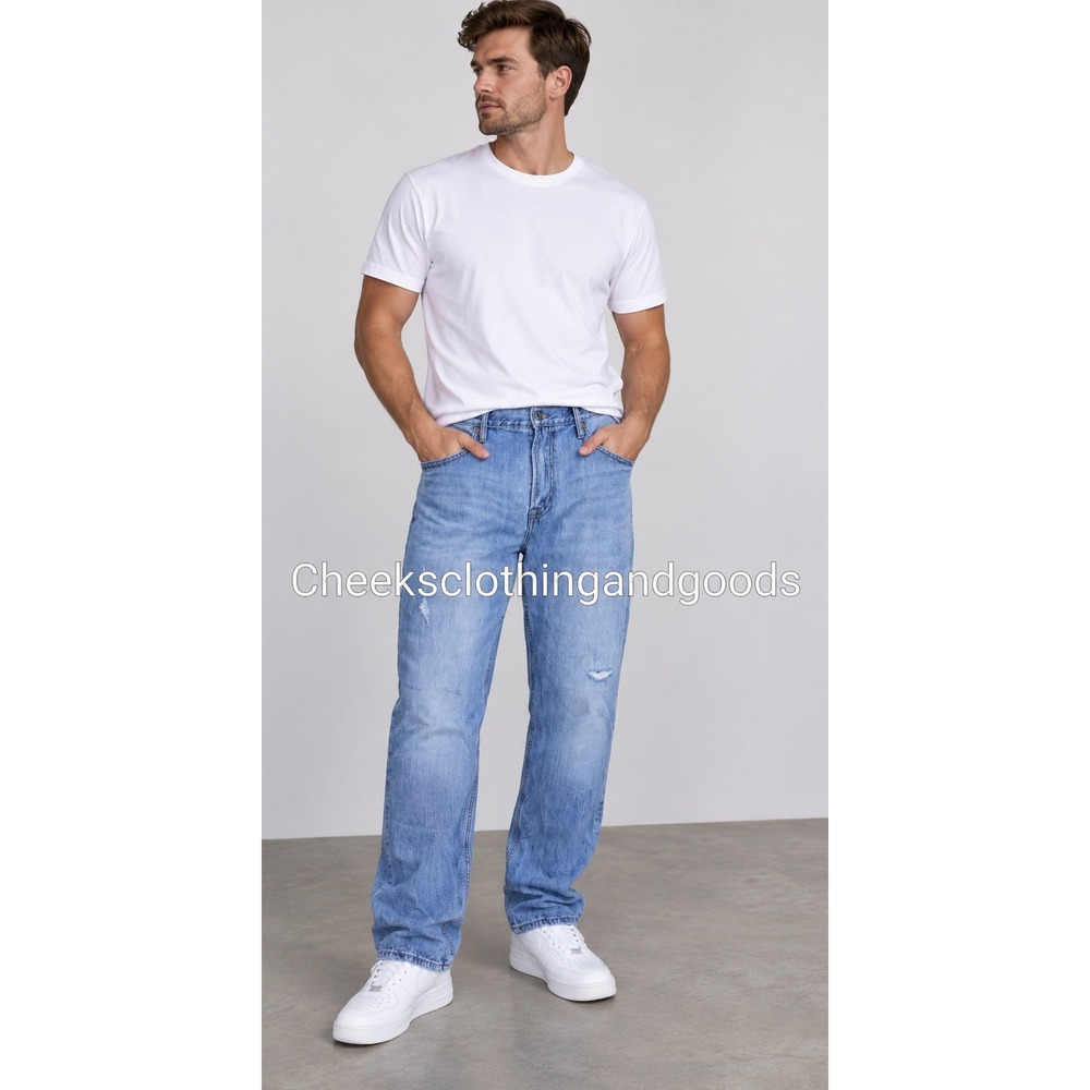 American Eagle Loose Distressed Light Wash Jeans Mens 36x36 Blue Straight Leg